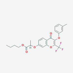 molecular formula C24H23F3O6 B11644291 butyl 2-{[3-(3-methylphenoxy)-4-oxo-2-(trifluoromethyl)-4H-chromen-7-yl]oxy}propanoate 