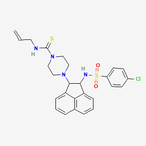 molecular formula C26H27ClN4O2S2 B11644337 4-(2-{[(4-chlorophenyl)sulfonyl]amino}-1,2-dihydroacenaphthylen-1-yl)-N-(prop-2-en-1-yl)piperazine-1-carbothioamide 