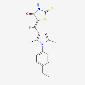 molecular formula C18H18N2OS2 B11644351 (5Z)-5-{[1-(4-ethylphenyl)-2,5-dimethyl-1H-pyrrol-3-yl]methylidene}-2-thioxo-1,3-thiazolidin-4-one 