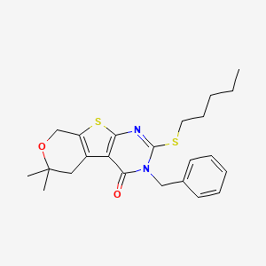 4-benzyl-12,12-dimethyl-5-pentylsulfanyl-11-oxa-8-thia-4,6-diazatricyclo[7.4.0.02,7]trideca-1(9),2(7),5-trien-3-one