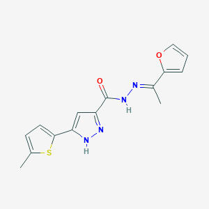 molecular formula C15H14N4O2S B11644398 N'-(1-(Furan-2-yl)ethylidene)-3-(5-methylthiophen-2-yl)-1H-pyrazole-5-carbohydrazide CAS No. 303094-74-8