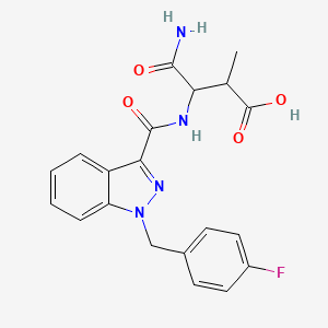 molecular formula C₂₀H₁₉FN₄O₄ B1164440 4-amino-3-(1-(4-fluorobenzyl)-1H-indazole-3-carboxamido)-2-methyl-4-oxobutanoicacid 