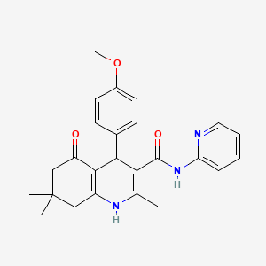 molecular formula C25H27N3O3 B11644427 4-(4-Methoxyphenyl)-2,7,7-trimethyl-5-oxo-N-(2-pyridinyl)-1,4,5,6,7,8-hexahydro-3-quinolinecarboxamide 