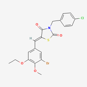 molecular formula C20H17BrClNO4S B11644439 (5Z)-5-[(3-bromo-5-ethoxy-4-methoxyphenyl)methylidene]-3-[(4-chlorophenyl)methyl]-1,3-thiazolidine-2,4-dione 