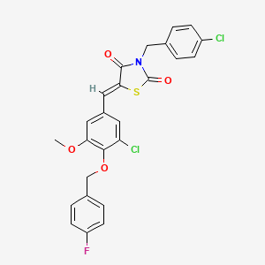 (5Z)-3-(4-chlorobenzyl)-5-{3-chloro-4-[(4-fluorobenzyl)oxy]-5-methoxybenzylidene}-1,3-thiazolidine-2,4-dione