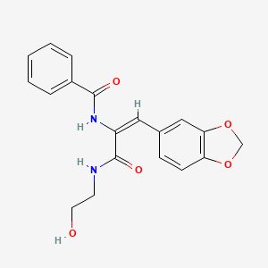 molecular formula C19H18N2O5 B11644453 N-(2-Benzo(1,3)dioxol-5-YL-1-(2-hydroxy-ethylcarbamoyl)-vinyl)-benzamide 