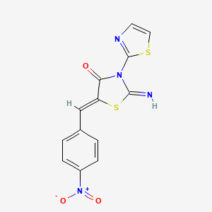 molecular formula C13H8N4O3S2 B11644477 (5Z)-2-imino-5-[(4-nitrophenyl)methylidene]-3-(1,3-thiazol-2-yl)-1,3-thiazolidin-4-one 