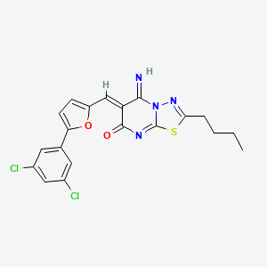 molecular formula C20H16Cl2N4O2S B11644486 (6Z)-2-butyl-6-{[5-(3,5-dichlorophenyl)furan-2-yl]methylidene}-5-imino-5,6-dihydro-7H-[1,3,4]thiadiazolo[3,2-a]pyrimidin-7-one 