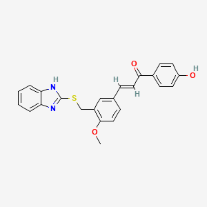 molecular formula C24H20N2O3S B11644492 (2E)-3-{3-[(1H-benzimidazol-2-ylsulfanyl)methyl]-4-methoxyphenyl}-1-(4-hydroxyphenyl)prop-2-en-1-one 