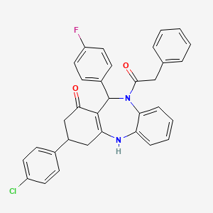 3-(4-chlorophenyl)-11-(4-fluorophenyl)-10-(phenylacetyl)-2,3,4,5,10,11-hexahydro-1H-dibenzo[b,e][1,4]diazepin-1-one