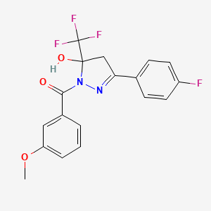 [3-(4-fluorophenyl)-5-hydroxy-5-(trifluoromethyl)-4,5-dihydro-1H-pyrazol-1-yl](3-methoxyphenyl)methanone