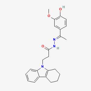 molecular formula C24H27N3O3 B11644549 N'-[(1E)-1-(4-hydroxy-3-methoxyphenyl)ethylidene]-3-(1,2,3,4-tetrahydro-9H-carbazol-9-yl)propanehydrazide 