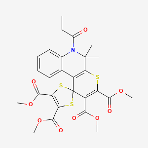 Tetramethyl 5',5'-dimethyl-6'-propanoyl-5',6'-dihydrospiro[1,3-dithiole-2,1'-thiopyrano[2,3-c]quinoline]-2',3',4,5-tetracarboxylate