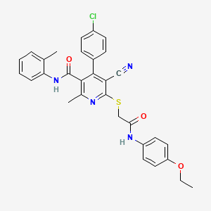 4-(4-chlorophenyl)-5-cyano-6-({2-[(4-ethoxyphenyl)amino]-2-oxoethyl}sulfanyl)-2-methyl-N-(2-methylphenyl)pyridine-3-carboxamide