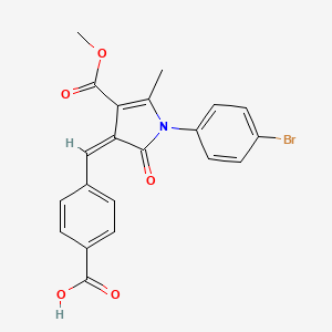 molecular formula C21H16BrNO5 B11644585 4-{(Z)-[1-(4-bromophenyl)-4-(methoxycarbonyl)-5-methyl-2-oxo-1,2-dihydro-3H-pyrrol-3-ylidene]methyl}benzoic acid 