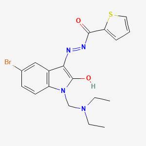 molecular formula C18H19BrN4O2S B11644599 N'-{(3Z)-5-bromo-1-[(diethylamino)methyl]-2-oxo-1,2-dihydro-3H-indol-3-ylidene}thiophene-2-carbohydrazide 