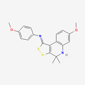 4-methoxy-N-[(1E)-7-methoxy-4,4-dimethyl-4,5-dihydro-1H-[1,2]dithiolo[3,4-c]quinolin-1-ylidene]aniline