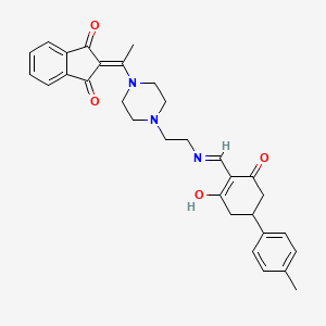 2-(1-{4-[2-({[4-(4-methylphenyl)-2,6-dioxocyclohexylidene]methyl}amino)ethyl]piperazin-1-yl}ethylidene)-1H-indene-1,3(2H)-dione