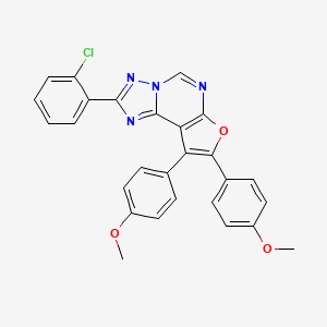 molecular formula C27H19ClN4O3 B11644625 2-(2-Chlorophenyl)-8,9-bis(4-methoxyphenyl)furo[3,2-e][1,2,4]triazolo[1,5-c]pyrimidine 