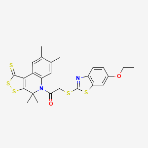 5-{[(6-ethoxy-1,3-benzothiazol-2-yl)thio]acetyl}-4,4,7,8-tetramethyl-4,5-dihydro-1H-[1,2]dithiolo[3,4-c]quinoline-1-thione