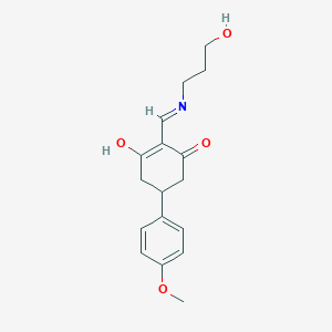 molecular formula C17H21NO4 B11644676 2-{[(3-Hydroxypropyl)amino]methylidene}-5-(4-methoxyphenyl)cyclohexane-1,3-dione 