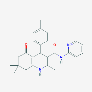 molecular formula C25H27N3O2 B11644707 2,7,7-trimethyl-4-(4-methylphenyl)-5-oxo-N-(2-pyridinyl)-1,4,5,6,7,8-hexahydro-3-quinolinecarboxamide 