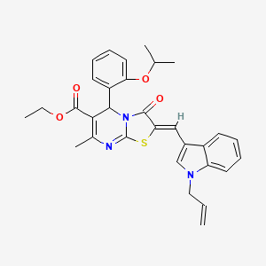 Ethyl (2Z)-7-methyl-3-oxo-2-{[1-(prop-2-EN-1-YL)-1H-indol-3-YL]methylidene}-5-[2-(propan-2-yloxy)phenyl]-2H,3H,5H-[1,3]thiazolo[3,2-A]pyrimidine-6-carboxylate