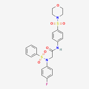 molecular formula C24H24FN3O6S2 B11644729 2-[N-(4-Fluorophenyl)benzenesulfonamido]-N-[4-(morpholine-4-sulfonyl)phenyl]acetamide 