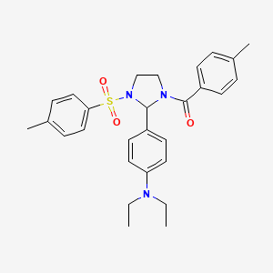 molecular formula C28H33N3O3S B11644760 {2-[4-(Diethylamino)phenyl]-3-[(4-methylphenyl)sulfonyl]imidazolidin-1-yl}(4-methylphenyl)methanone 