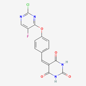 molecular formula C15H8ClFN4O4 B11644776 5-{4-[(2-chloro-5-fluoropyrimidin-4-yl)oxy]benzylidene}pyrimidine-2,4,6(1H,3H,5H)-trione 