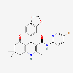 4-(1,3-benzodioxol-5-yl)-N-(5-bromo-2-pyridinyl)-2,7,7-trimethyl-5-oxo-1,4,5,6,7,8-hexahydro-3-quinolinecarboxamide