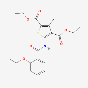 molecular formula C20H23NO6S B11644796 Diethyl 5-{[(2-ethoxyphenyl)carbonyl]amino}-3-methylthiophene-2,4-dicarboxylate 