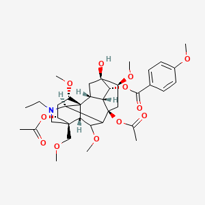 molecular formula C37H51NO12 B1164480 [(1S,2R,3R,4R,5S,6S,8R,10R,13R,14R,16S,17S,18R)-8,14-diacetyloxy-11-ethyl-5-hydroxy-6,16,18-trimethoxy-13-(methoxymethyl)-11-azahexacyclo[7.7.2.12,5.01,10.03,8.013,17]nonadecan-4-yl] 4-methoxybenzoate CAS No. 80787-51-5