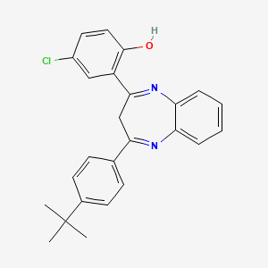 molecular formula C25H23ClN2O B11644826 2-[4-(4-tert-butylphenyl)-3H-1,5-benzodiazepin-2-yl]-4-chlorophenol 