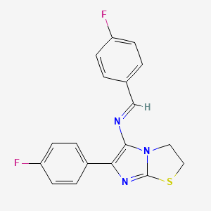 molecular formula C18H13F2N3S B11644833 6-(4-fluorophenyl)-N-[(E)-(4-fluorophenyl)methylidene]-2,3-dihydroimidazo[2,1-b][1,3]thiazol-5-amine 