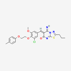 (6Z)-6-{3-chloro-5-methoxy-4-[2-(4-methylphenoxy)ethoxy]benzylidene}-5-imino-2-propyl-5,6-dihydro-7H-[1,3,4]thiadiazolo[3,2-a]pyrimidin-7-one