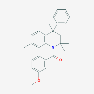 molecular formula C27H29NO2 B11644849 (3-methoxyphenyl)(2,2,4,7-tetramethyl-4-phenyl-3,4-dihydroquinolin-1(2H)-yl)methanone 