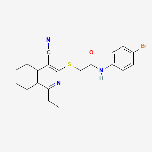 molecular formula C20H20BrN3OS B11644873 N-(4-bromophenyl)-2-[(4-cyano-1-ethyl-5,6,7,8-tetrahydroisoquinolin-3-yl)sulfanyl]acetamide CAS No. 299163-46-5