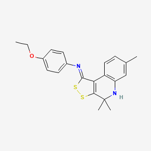 4-ethoxy-N-[(1E)-4,4,7-trimethyl-4,5-dihydro-1H-[1,2]dithiolo[3,4-c]quinolin-1-ylidene]aniline