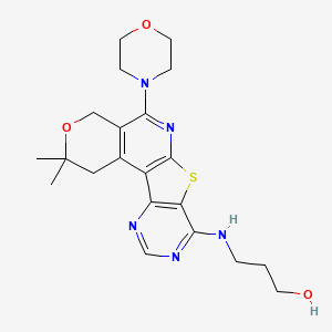 3-[(4,4-dimethyl-8-morpholin-4-yl-5-oxa-11-thia-9,14,16-triazatetracyclo[8.7.0.02,7.012,17]heptadeca-1(10),2(7),8,12(17),13,15-hexaen-13-yl)amino]propan-1-ol