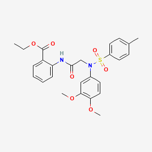 ethyl 2-({N-(3,4-dimethoxyphenyl)-N-[(4-methylphenyl)sulfonyl]glycyl}amino)benzoate