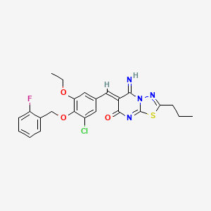 (6Z)-6-{3-chloro-5-ethoxy-4-[(2-fluorobenzyl)oxy]benzylidene}-5-imino-2-propyl-5,6-dihydro-7H-[1,3,4]thiadiazolo[3,2-a]pyrimidin-7-one