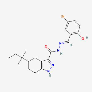 molecular formula C20H25BrN4O2 B11644940 N'-[(E)-(5-bromo-2-hydroxyphenyl)methylidene]-5-(2-methylbutan-2-yl)-4,5,6,7-tetrahydro-2H-indazole-3-carbohydrazide 