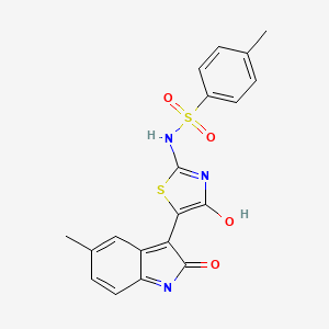 N-[(2Z,5Z)-4-hydroxy-5-(5-methyl-2-oxo-1,2-dihydro-3H-indol-3-ylidene)-1,3-thiazol-2(5H)-ylidene]-4-methylbenzenesulfonamide