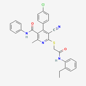 4-(4-chlorophenyl)-5-cyano-6-({2-[(2-ethylphenyl)amino]-2-oxoethyl}sulfanyl)-2-methyl-N-phenylpyridine-3-carboxamide