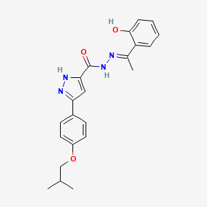 molecular formula C22H24N4O3 B11645023 N'-[(1E)-1-(2-hydroxyphenyl)ethylidene]-3-[4-(2-methylpropoxy)phenyl]-1H-pyrazole-5-carbohydrazide 