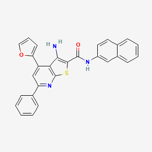 molecular formula C28H19N3O2S B11645034 3-amino-4-(furan-2-yl)-N-(naphthalen-2-yl)-6-phenylthieno[2,3-b]pyridine-2-carboxamide 