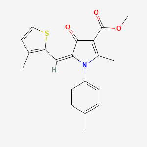 molecular formula C20H19NO3S B11645076 methyl (5E)-2-methyl-1-(4-methylphenyl)-5-[(3-methylthiophen-2-yl)methylidene]-4-oxo-4,5-dihydro-1H-pyrrole-3-carboxylate 