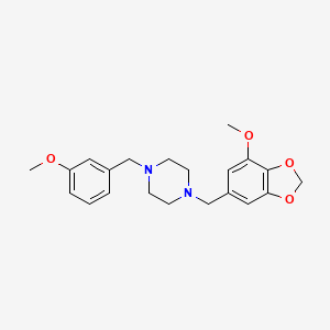 molecular formula C21H26N2O4 B11645097 1-[(7-Methoxy-1,3-benzodioxol-5-yl)methyl]-4-(3-methoxybenzyl)piperazine 