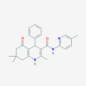 molecular formula C25H27N3O2 B11645099 2,7,7-Trimethyl-N-(5-methyl-2-pyridinyl)-5-oxo-4-phenyl-1,4,5,6,7,8-hexahydro-3-quinolinecarboxamide 